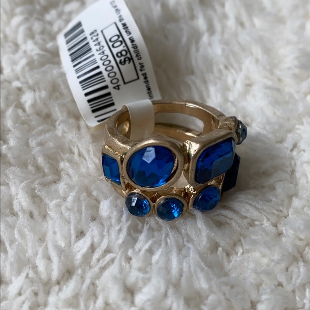 Blue and gold fashion ring